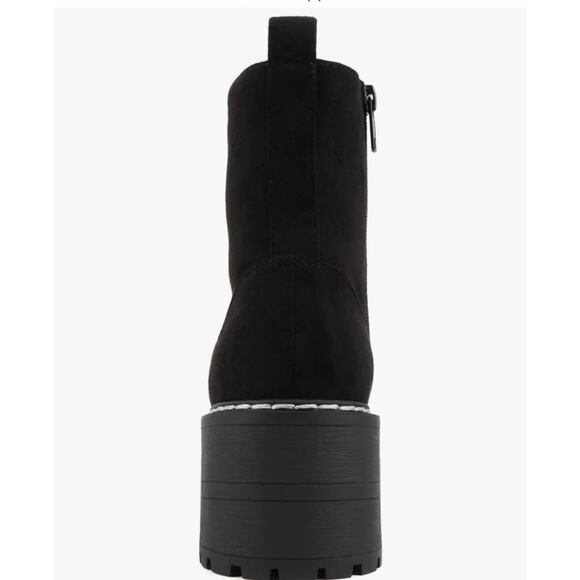 Women Chunky Lug Sole Lace up Fashion Combat Ankle Boot w/Side Zipper - Picture 3 of 6